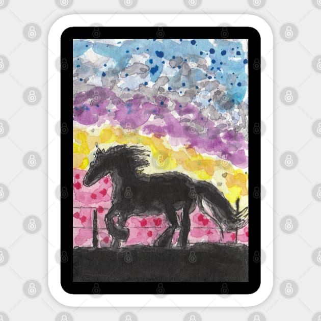 Horse  colorful sky Sticker by SamsArtworks